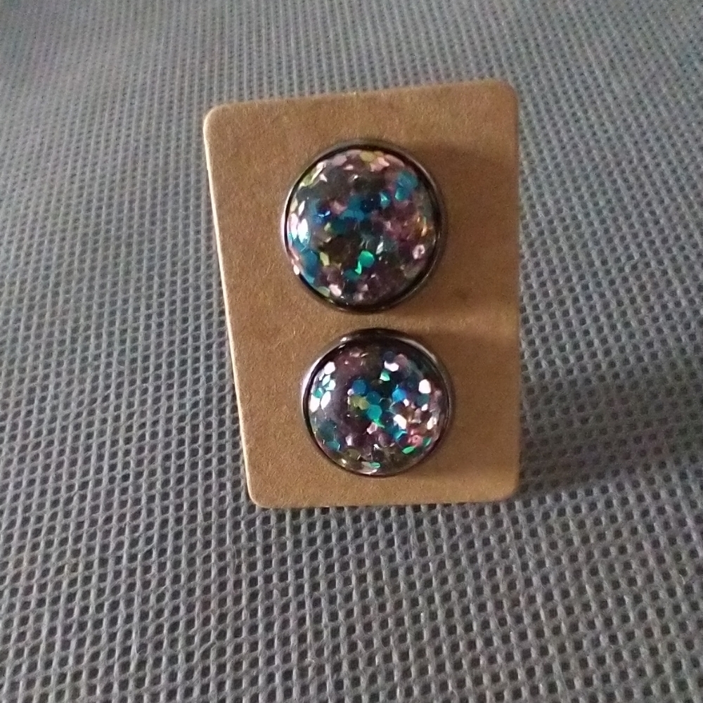 RAINBOW Sparkle 12mm Druzy Stud Earrings